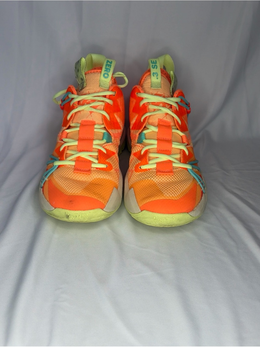 Men’s Jordan Why Nots Neon Orange Athletic Shoes with Lime Accents